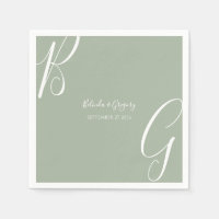 Salbeigrüne Monogramm-Initialen Hochzeit