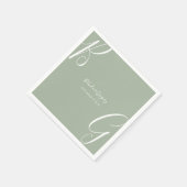 Salbeigrüne Monogramm-Initialen Hochzeit Serviette (Ecke)
