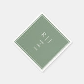 Salbeigrüne Monogramm-Initialen Moderne Trend-Hoch Serviette (Ecke)