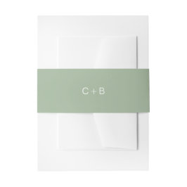 Salbeigrüne Monogramm Moderne Hochzeit Einladungsbanderole