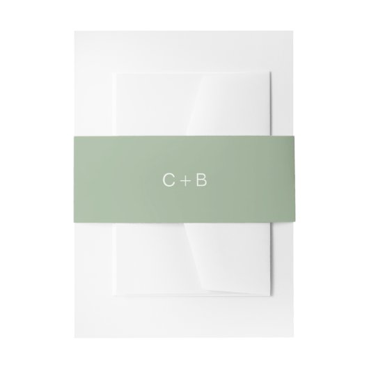 Salbeigrüne Monogramm Moderne Hochzeit Einladungsbanderole (Vorderseite Beispiel)