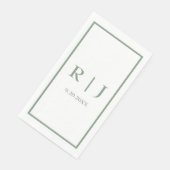 Salbeigrüne Monogramme Einfache Elegante Klassisch Serviette (Ecke)