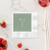 Salbeigrüne Monogramme Elegante Trendige Moderne H Serviette (Beispiel)