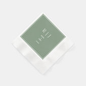Salbeigrüne Monogramme Elegante Trendige Moderne H Serviette (Ecke)