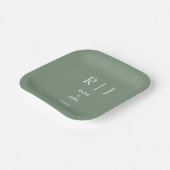 Salbeigrüne Monogramme Trendige Elegante Moderne H Pappteller (Gewinkelt)