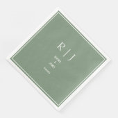 Salbeigrüne Monogramme Trendige Elegante Moderne H Serviette (Ecke)