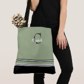 Salbeigrüne Monogrammstreifen Personalisiert Tasche (Von Nahem)