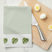 Salbeigrüne Monstera-Botanik-Dekoration Minimalist Geschirrtuch (Viertel Falte)