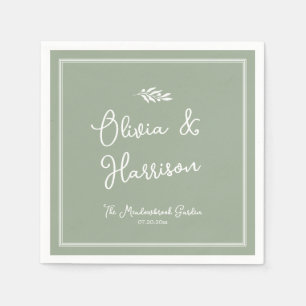 Salbeigrüne Olivenzweig-Garten-Hochzeitsservietten Serviette
