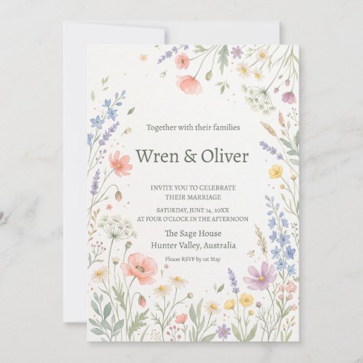 Salbeigrüne Olivenzweig-Hochzeit Einladung (Vorderseite)
