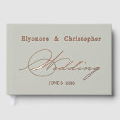 Salbeigrüne Olivenzweig-Monogramm-Hochzeit Gästebuch (Vorderseite)