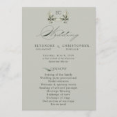 Salbeigrüne Olivenzweig-Monogramm-Hochzeitsprogram Programm (Vorderseite)