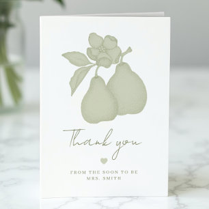 Salbeigrüne Perfect Pear Hochzeitsdusche Dankeskarte