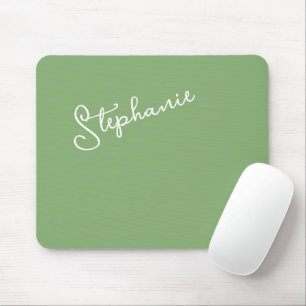 Salbeigrüne Personalisierte Namen Schrift Minimali Mousepad