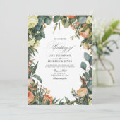 Salbeigrüne, Pfirsich- und Cremefarbene Florale Ho Einladung (Stehend Vorderseite)