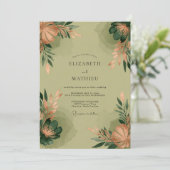 Salbeigrüne poetische botanische Hochzeit Einladung (Stehend Vorderseite)