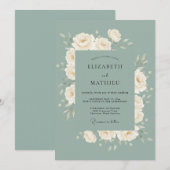 Salbeigrüne polierte botanische Hochzeit Einladung (Vorne/Hinten)