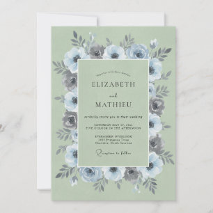 Salbeigrüne prächtige botanische Hochzeit Einladung