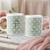 Salbeigrüne Punkte-Monogramm-Geschenk für Eltern Jumbo-Tasse