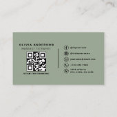Salbeigrüne QR-Code-Treuekarte für Massagetherapeu Treuekarte (Rückseite)