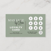 Salbeigrüne QR-Code-Treuekarte für Massagetherapeu Treuekarte (Vorderseite)