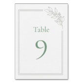 Salbeigrüne Quiet Luxury Hochzeitstischnummer Tischnummer (Vorderseite)