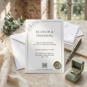 Salbeigrüne Quiet Luxury QR-Code-Hochzeit Einladung