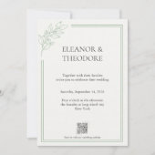 Salbeigrüne Quiet Luxury QR-Code-Hochzeit Einladung (Vorderseite)