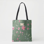 Salbeigrüne rosa Blumen Muster Trendy Klassiker Tasche (Vorderseite)