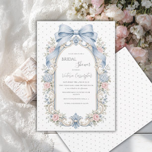 Salbeigrüne rosa florale vintage Hochzeitsshower-E Einladung