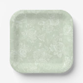 Salbeigrüne Rosen-Gartenparty Pappteller (Vorderseite)