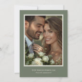 Salbeigrüne Rosenhochzeit Save The Date (Rückseite)