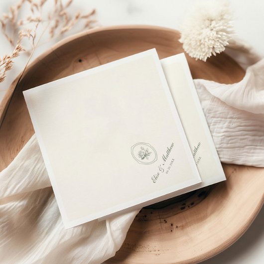 Salbeigrüne Rosenhochzeit Serviette