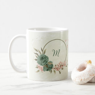 salbeigrüne Röte Blumenmuster  Kaffeetasse