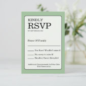 Salbeigrüne RSVP-Karte RSVP Karte (Stehend Vorderseite)