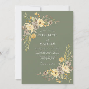 Salbeigrüne ruhige Wiesenhochzeit Einladung