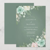 Salbeigrüne ruhige Winterhochzeit Einladung (Vorne/Hinten)