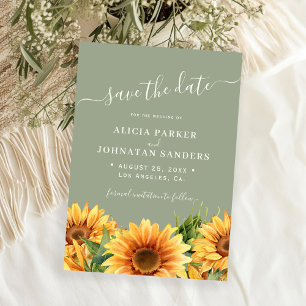Salbeigrüne rustikale Boho-Blumen-Sommerhochzeit Save The Date