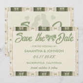 Salbeigrüne Rustikale Jeans-Hochzeit Save The Date (Vorne/Hinten)