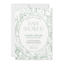 Salbeigrüne Safari Toile de Jouy Babyparty