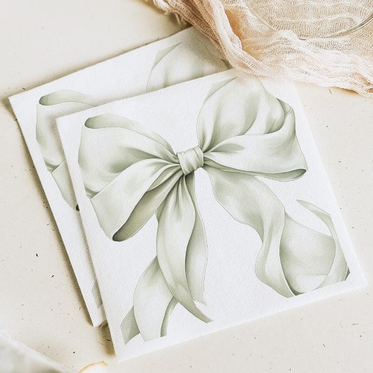 Salbeigrüne Schleife Baby Shower Serviette