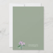 Salbeigrüne Schrift Blumen Save The Date Karte (Rückseite)