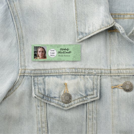 Salbeigrüne Skript-Doula-Dienste Namensschild (Beispiel)