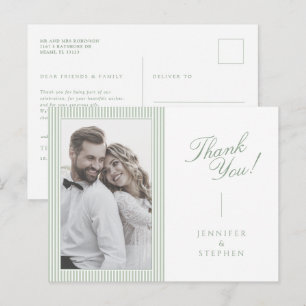 Salbeigrüne Skript-Hochzeits-Dankeschön-Postkarte Postkarte
