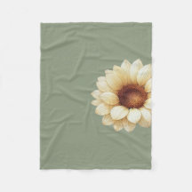 Salbeigrüne Sonnenblumen-Wurfdecke Vintage Blumenm
