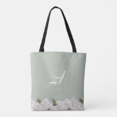 Salbeigrüne Spitze Blumen Monogramm stilvolle Trag Tasche (Rückseite)
