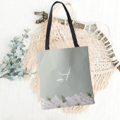 Salbeigrüne Spitze Blumen Monogramm stilvolle Trag Tasche