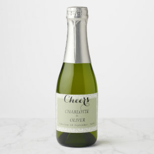 Salbeigrüne Spitzen-Klassische Mini-Champagnerflas Schaumweinetikett