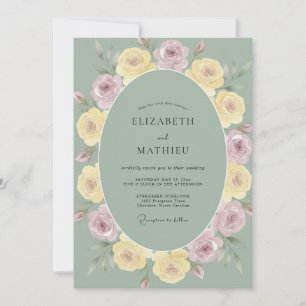 Salbeigrüne Stille Rosenhochzeit Einladung