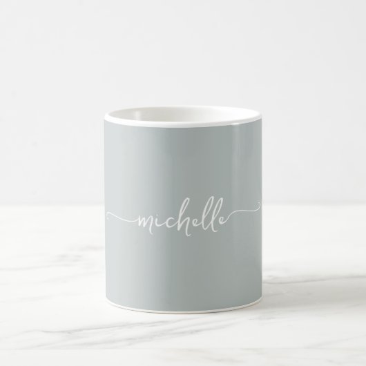 Salbeigrüne stilvolle Monogramm-Signatur-Schriftzu Kaffeetasse (Mittel)